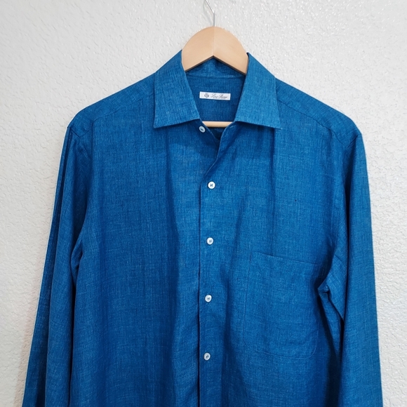 Loro Piana Blue Long Sleeve Button Down - Picture 2 of 13